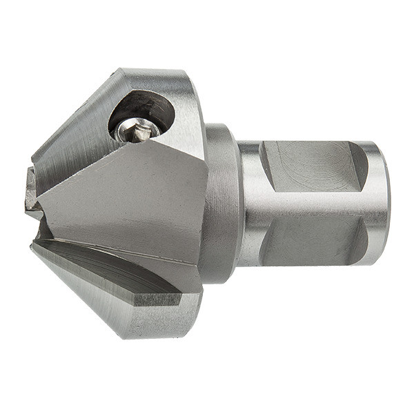 HMT Tungsten Carbide MultiSink Imperial – tungsten carbide countersink tool cutting holes in steel plate