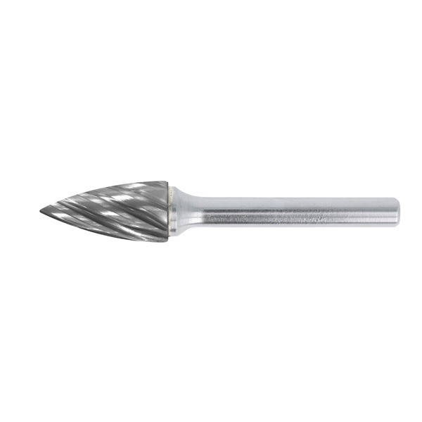 HMT Uncoated TCT Burr 12mm – silver carbide rotary burr with ball-nose oval cutting head on straight shank