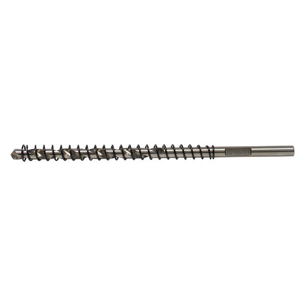 Long spiral HMT pilot drill bit with narrow shank