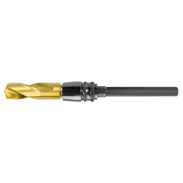 HMT gold drill bit fitted to long extension holder