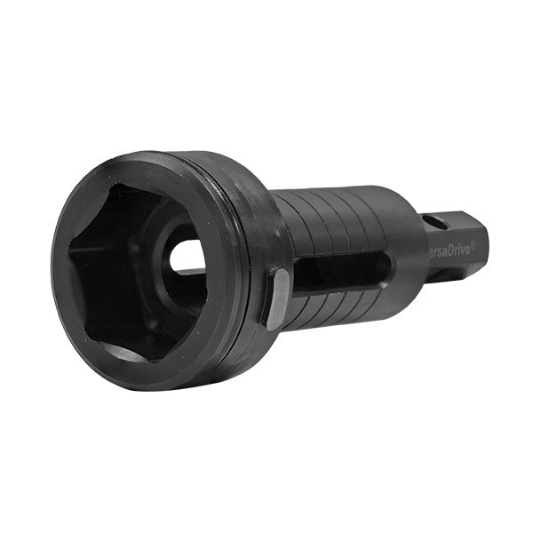 Black ImpactaDie holder and collar assembly viewed from socket end