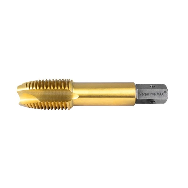 Full-length gold spiral point imperial tap on white background