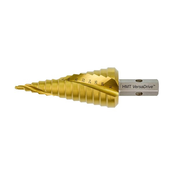 HMT VersaDrive Step Drill - Imperial – single gold step drill with silver VersaDrive shank