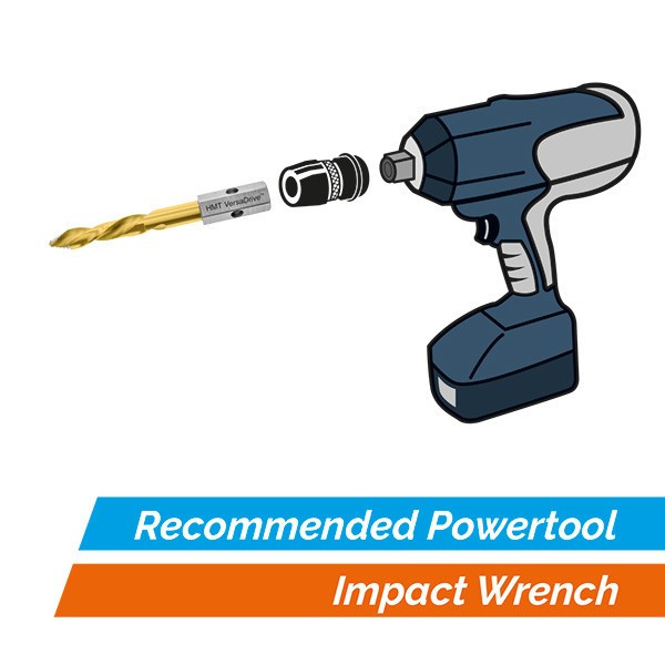 Illustration of TurboTip imperial drill bit fitted to an impact wrench
