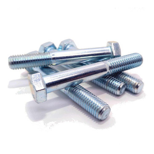 High Tensile Bolt Gr 8.8 Zinc Plated DIN 931 M12 x 160mm, group of zinc plated bolts overlapping at different angles