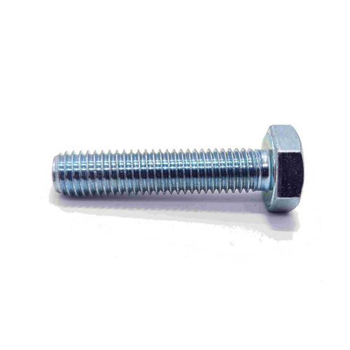 High Tensile Set Screw Gr 8.8 Zinc Plated DIN 933 M6 x 16mm, single zinc plated set screw in horizontal side profile showing the full-length thread
