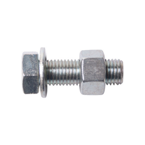 Grade 8.8 bright zinc plated hexagon bolt M20 x 50mm assembled with grade 8 hexagon nut and washer