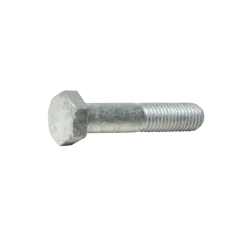 High Tensile Set Bolt Gr 8.8 DIN 931 galvanised M12 x 90mm, single galvanised bolt in side profile showing the plain shank and threaded end