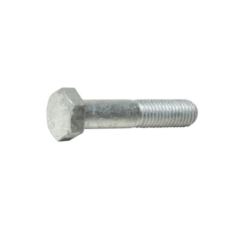 High Tensile Set Bolt Gr 8.8 DIN 931 galvanised M12 x 120mm, single galvanised bolt in side profile showing the plain shank and threaded end