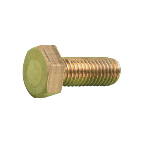 Hexagon set screw DIN 933 Brass M16 x 70mm, single brass set screw in side profile showing its golden finish and full-length thread
