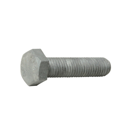 High Tensile Set Screw Gr 8.8 DIN 933 galvanised M10 x 140mm, single galvanised set screw in side profile showing the hexagon head and full-length thread