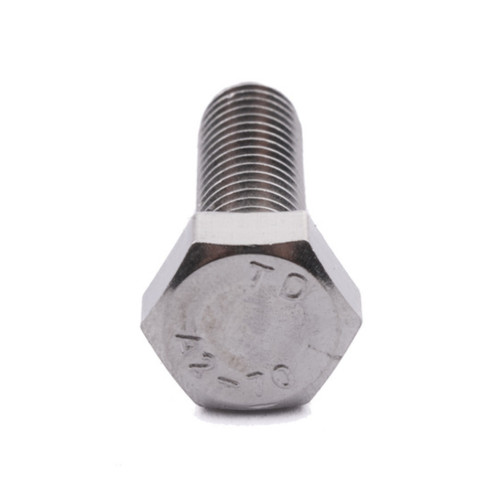 Hexagon Head set screw DIN 933 Stainless Steel A2 M6 x 35mm, end-on view of the hexagon head with the threaded shaft behind