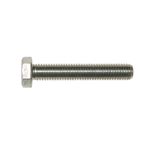High Tensile Set Grade 10.9 DIN 933 bright zinc plated M16 x 45mm, single bright zinc plated bolt in side profile showing the hexagon head and threaded end
