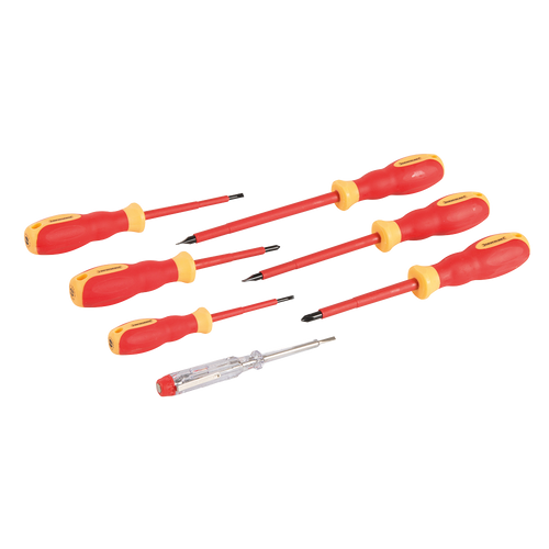 Silverline VDE Soft-Grip Electricians Screwdriver Set 7pce - 7pce from Oneweld Supplies.