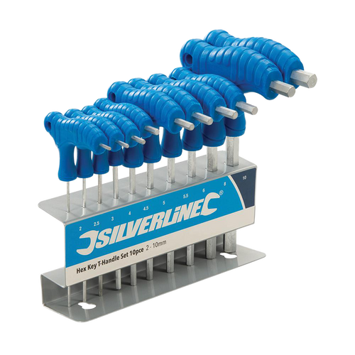 Silverline Hex Key T-Handle Set 10pce - 2 - 10mm from Oneweld Supplies.