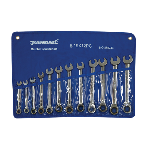 Silverline Fixed Head Ratchet Spanner Set 12pce - 8 - 19mm from Oneweld Supplies.