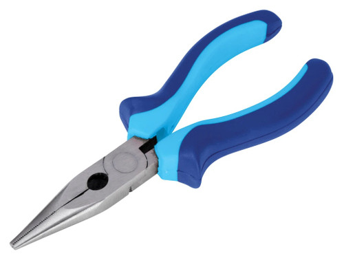BlueSpot Tools 150mm 6 inch long nose pliers with blue soft grip handles