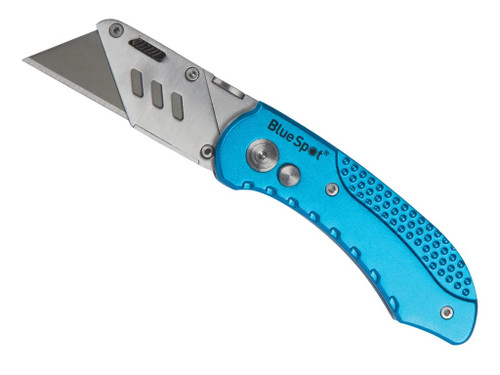 BlueSpot Tools professional folding utility knife open with utility blade extended