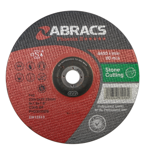 Abracs PHOENIX II 230mm x 3mm x 22mm DPC STONE Abracs abrasive disc for professional cutting and grinding applications in fabrication and engineering