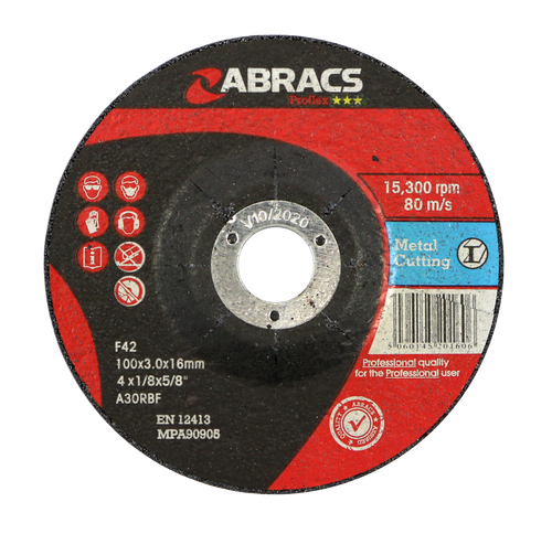 Abracs PROFLEX 100mm x 3mm x 16mm DPC METAL Abracs abrasive disc for professional cutting and grinding applications in fabrication and engineering