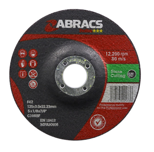 Abracs PROFLEX 125mm x 3mm x 22mm DPC STONE Abracs abrasive disc for professional cutting and grinding applications in fabrication and engineering