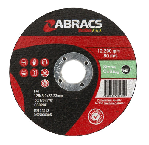 Abracs PROFLEX 125mm x 3mm x 22mm FLAT STONE Abracs abrasive disc for professional cutting and grinding applications in fabrication and engineering