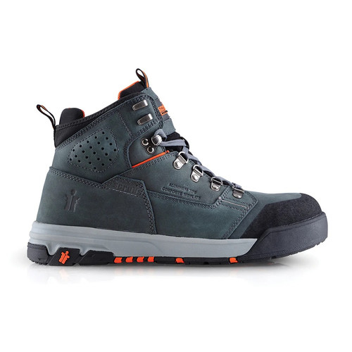 Scruffs Hydra Safety Boots Ã¢â‚¬â€œ single green and black boot in side profile