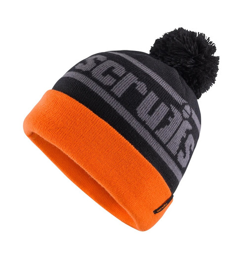 Scruffs Trade Orange Thinsulate Bobble Hat with black crown, orange cuff and black pom pom
