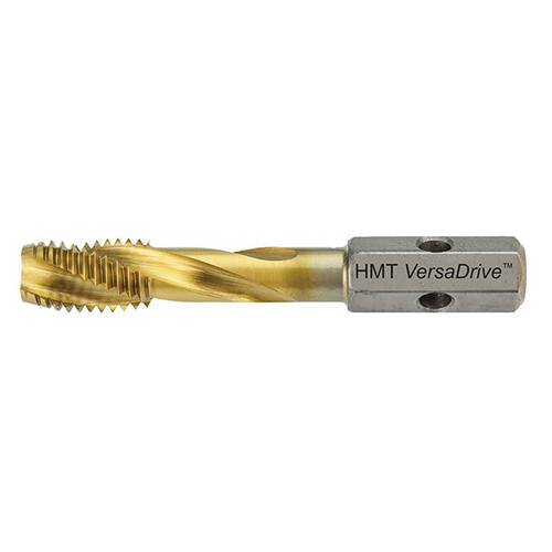 HMT VersaDrive Spiral Flute ImpactaTap - Metric – single gold spiral-flute tap on white background