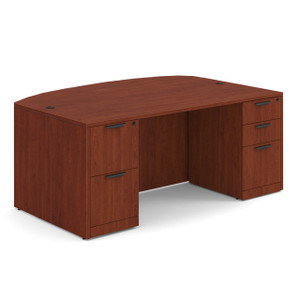 OSL-Series 71" x 36" Bow Front Executive Office Desk with Double Full Pedestals
