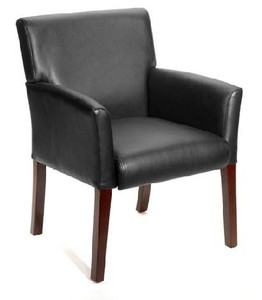 Box Arm Guest Chair with Mahogany Wood Finish Legs Box Arm Guest Chair with Mahogany Wood Finish Legs