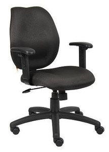 Black Fabric Mid Back Task Chair with Adjustable Arms Black Fabric Mid Back Task Chair with Adjustable Arms