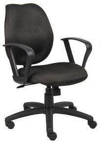 Black Fabric Mid Back Task Chair with Loop Arms Black Fabric Mid Back Task Chair with Loop Arms