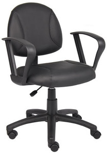 Leather Deluxe Posture Task Chair with Loop Arms Leather Deluxe Posture Task Chair with Loop Arms