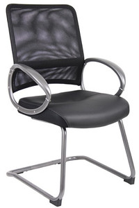 Leather Mesh Guest Chair with Loop Arms Leather Mesh Guest Chair with Loop Arms