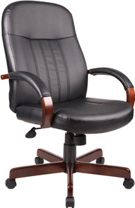 Leather High Back Mahogany Wood Finish Executive Chair Leather High Back Mahogany Wood Finish Executive Chair