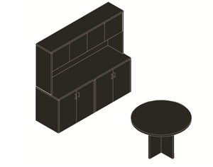 AM-Series 47" Round Table with Lateral Storage Credenza and Hutch AM-Series 47" Round Table with Lateral Storage Credenza and Hutch