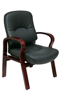 Leather Visitors Chair with Mahogany Finish Wood Leather Visitors Chair with Mahogany Finish Wood