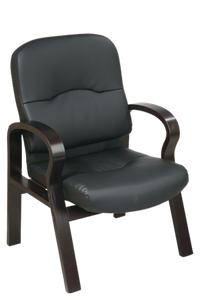Leather Visitors Chair with Espresso Finish Wood Leather Visitors Chair with Espresso Finish Wood