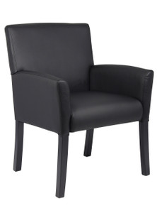 Box Arm Guest Chair with Black Wood Finish Legs Box Arm Guest Chair with Black Wood Finish Legs
