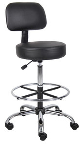 Black Medical Stool with Backrest/Footring Black Medical Stool with Backrest/Footring