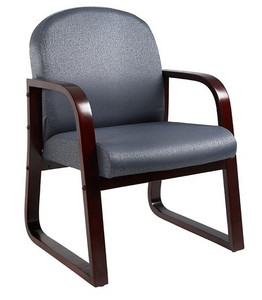 Grey Fabric Mahogany Wood Finish Guest Chair Grey Fabric Mahogany Wood Finish Guest Chair