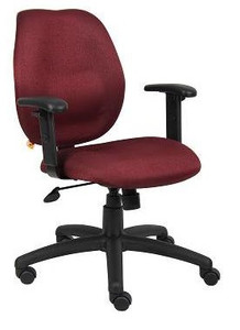 Burgundy Fabric Mid Back Task Chair with Adjustable Arms Burgundy Fabric Mid Back Task Chair with Adjustable Arms