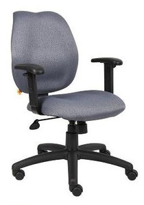 Grey Fabric Mid Back Task Chair with Adjustable Arms