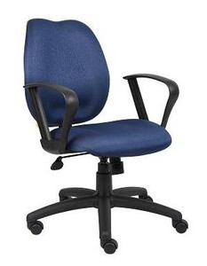 Blue Fabric Mid Back Task Chair with Loop Arms Blue Fabric Mid Back Task Chair with Loop Arms