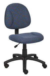 Blue Fabric Armless Deluxe Posture Task Chair Blue Fabric Armless Deluxe Posture Task Chair