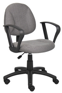 Grey Fabric Deluxe Posture Task Chair with Loop Arms Grey Fabric Deluxe Posture Task Chair with Loop Arms