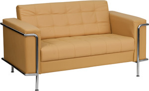 Lesley Series Contemporary Brown Leather Love Seat