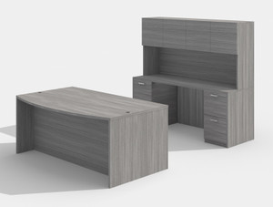 AM-Series Bow Front Executive Desk with File/File kneespace Credenza and Hutch AM-Series Bow Front Executive Desk with File/File kneespace Credenza and Hutch