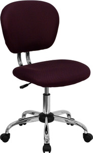 Mid-Back Burgundy Mesh Task Chair with Chrome Base